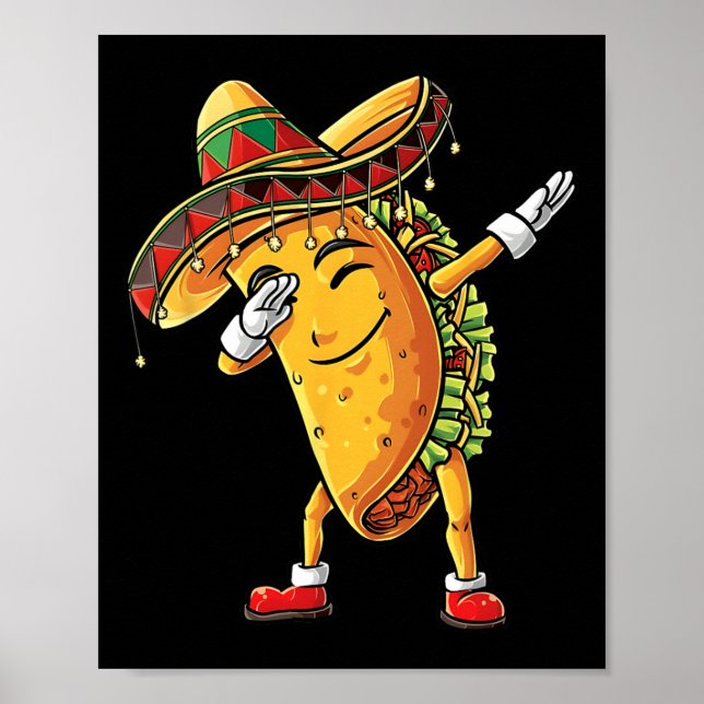 Poster Engraçado Dabbing Taco Cinco De Mayo Kid Boy Men (Frente)