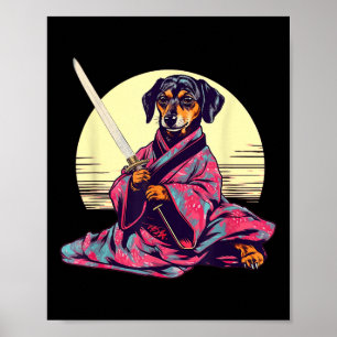 Poster Engraçado Dachshund Wiener Dog Japonês Tatuagem Uk