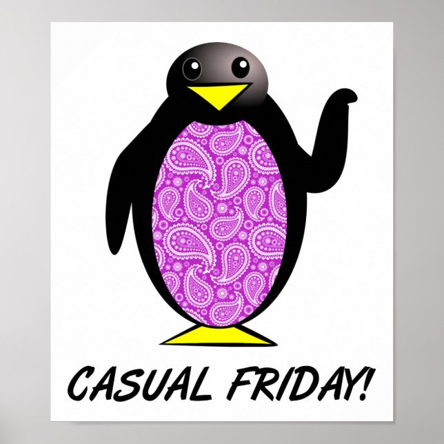 Poster Engraçado de Pinguim na Sexta-Feira Casual (Frente)