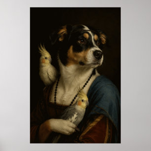 Pôster engraçado de pintura renascentista de cacho
