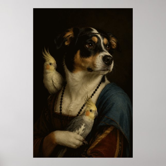 Pôster engraçado de pintura renascentista de cacho (Frente)