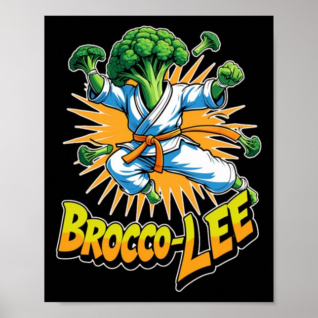Poster Engraçado Design Brocco Lee Em Karate Action (Frente)