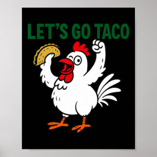 Poster Engraçado Design de galinha mexicana com solha