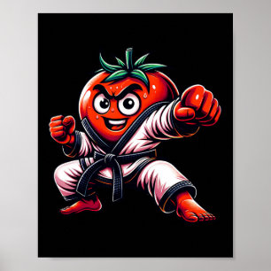 Poster Engraçado Design de Tomate Karate Para Amantes De