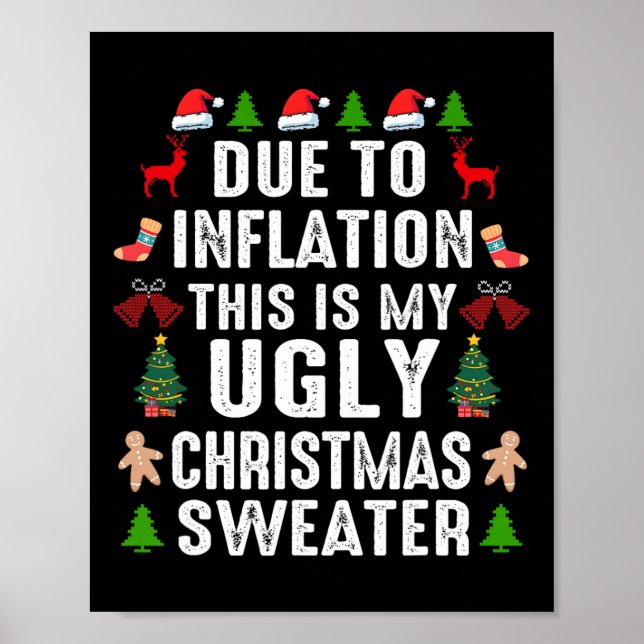 Poster Engraçado Devido À Inflação De Suéteres De Natal F (Frente)