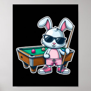 Poster Engraçado Dia de Páscoa Coelhinho Dunking Billiard