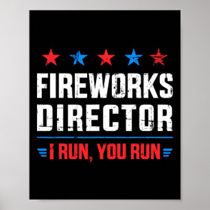Poster Engraçado diretor de fogos de artifício no dia da