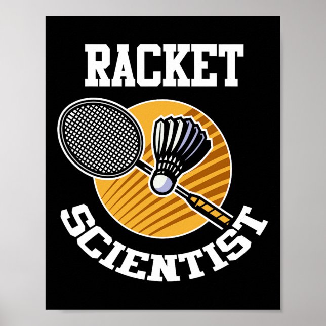 Poster Engraçado Dminton Player Shirt Racket Scientist Dm (Frente)
