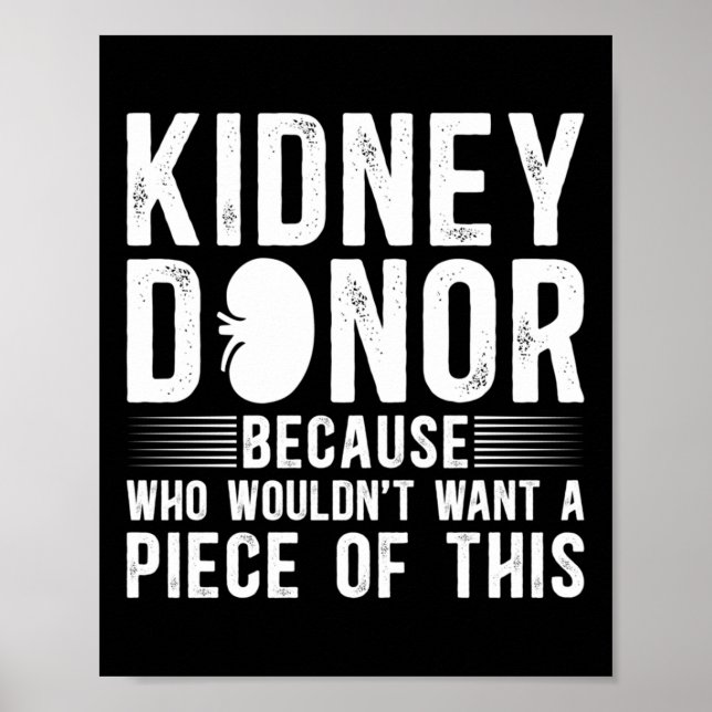 Poster Engraçado Doador de Rins Sensibilização Transplant (Frente)
