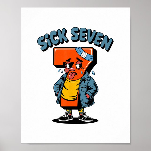 Poster Engraçado Doente Sete Meme Seis Sete Jogo de Palav (Frente)