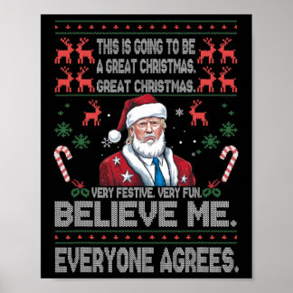 Poster Engraçado Donald Trump Feliz Natal Xmas Pajamas Ho