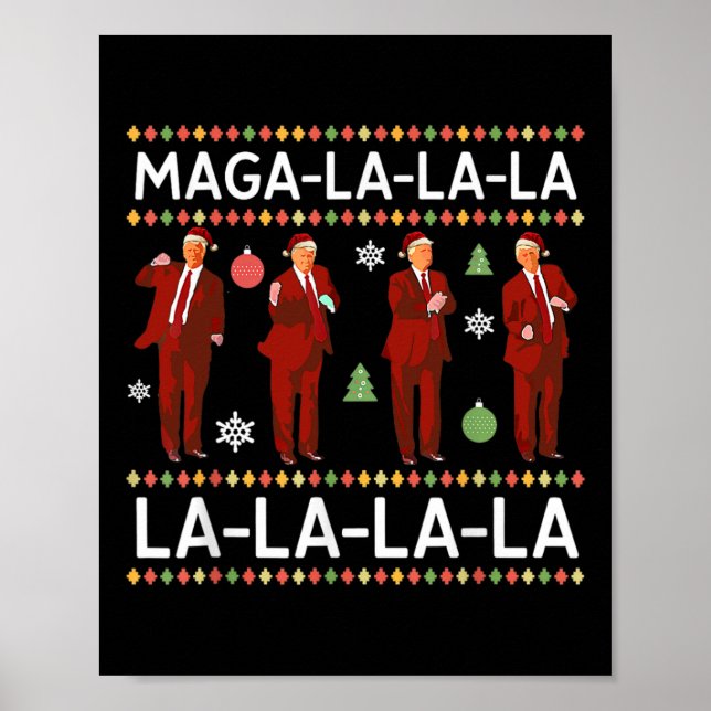 Poster Engraçado Donald Trump Fez O Suéter De Natal. La L (Frente)