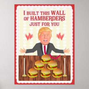 Poster Engraçado Donald Trump Hamberders Dia de os namora
