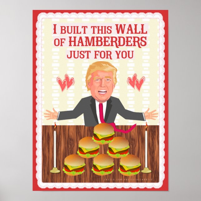 Poster Engraçado Donald Trump Hamberders Dia de os namora (Frente)