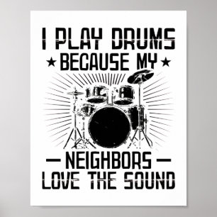 Poster Engraçado Drummer Sayings   Presentes para músicos