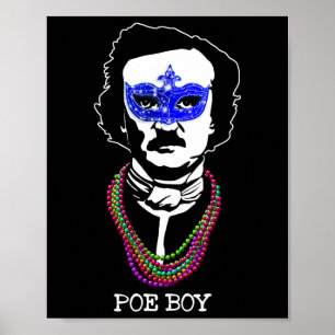 Poster Engraçado Edgar Allan Poe Mardi Gras Mashup 1