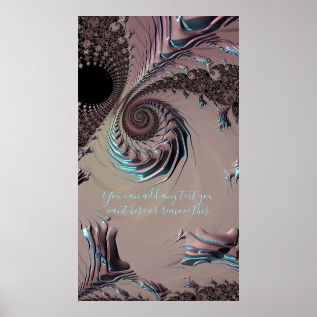 Poster Engraçado Edgy Metálico Abstrato Fractal Adiciona  (Frente)