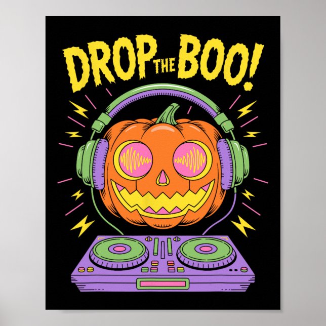 Poster Engraçado Edm Dj Halloween Pumpkin (Frente)