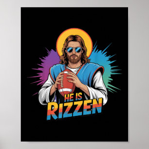 Poster Engraçado Ele É Rizzen Jesus Camisa Futebol Garoto