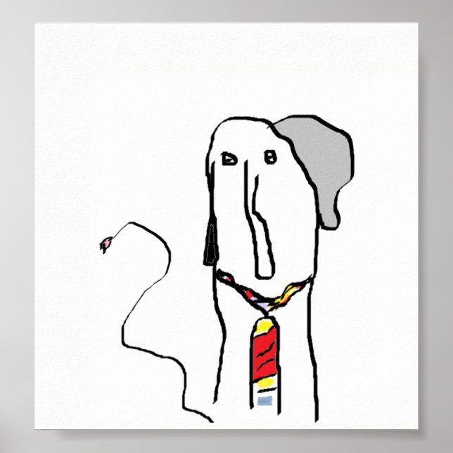 Poster Engraçado Elefante de Arte Animal (Frente)