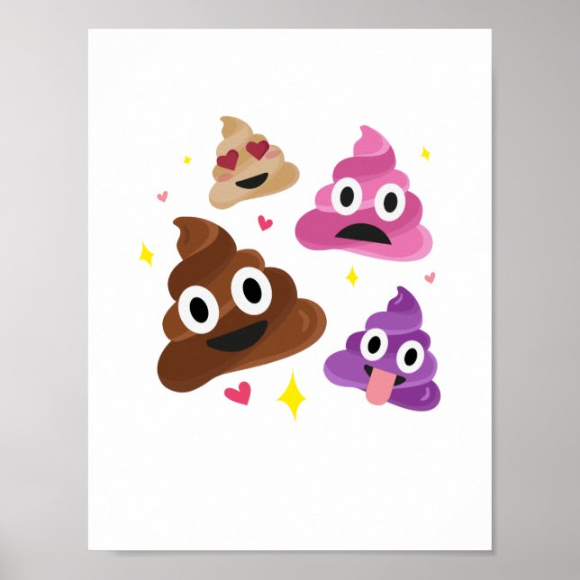 Poster Engraçado Engraçado Emoji Arco Rosa Cutie Poo - Po (Frente)