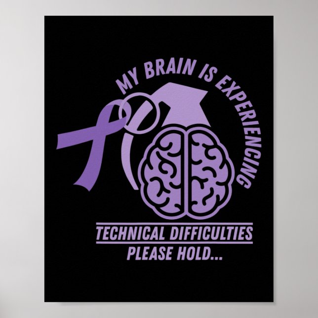 Poster Engraçado Epilepsia Sensibilização Meu Cérebro Téc (Frente)