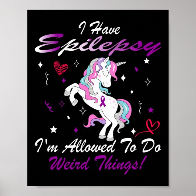 Poster Engraçado Epilepsia Sensibilização Unicórnio Roxo  (Frente)