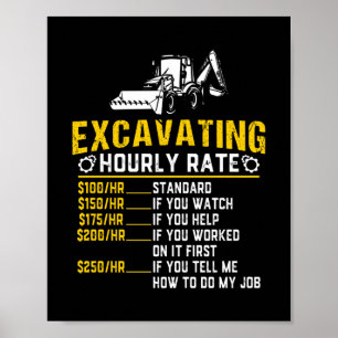 Poster Engraçado Escavando Máquina Escavadora De Taxa H