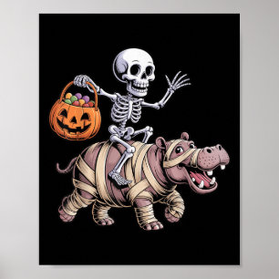 Poster Engraçado Esqueleto Andando Mummy Hip Amante Hallo