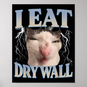 Poster Engraçado Eu Como Parede Seca Gato Bobo Meme Homen