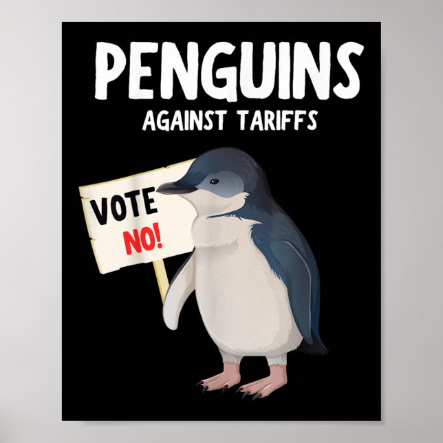 Poster Engraçado Eu Estar Com Pinguins, Pinguins Contra (Frente)