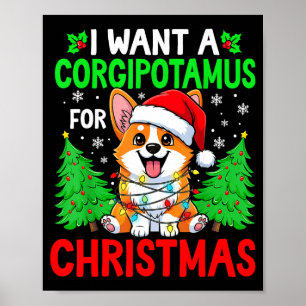 Poster Engraçado Eu Quero Um Corgitamus Para O Natal Quad