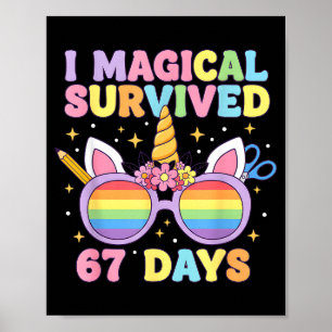 Poster Engraçado eu sobrevivi 67 dias de aula Gatos profe