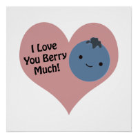 Engraçado Eu Te Amo Muito Bonito Kawaii Blueberry
