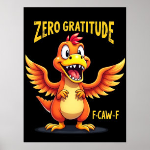 Poster Engraçado F-Caw-F Dinossauro FCAWF Dinossaur Ação 