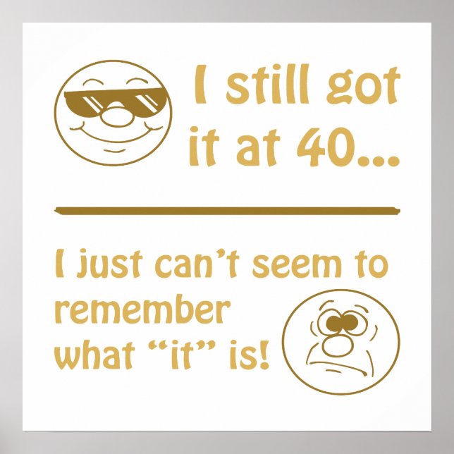 Poster Engraçado Faces aniversário de 40 anos (Frente)