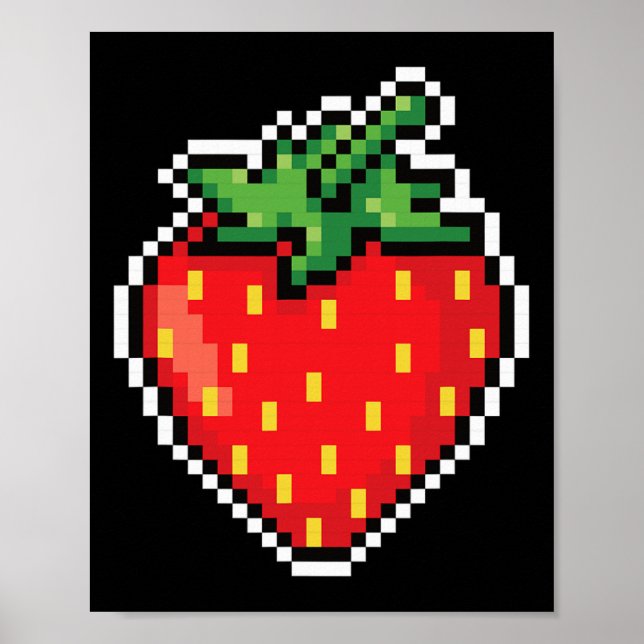 Poster Engraçado Fácil Feira de Halloween Pixel Strawberr (Frente)
