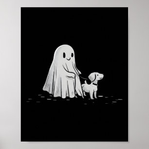 Poster Engraçado Fantasma Andando Cachorro Spooky Season