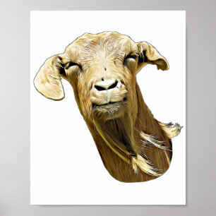 Poster Engraçado Fazenda de rosto Pintura digital em ani