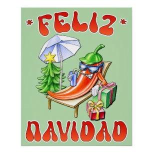 Pôster Engraçado Feliz Navidad, Feliz Natal Feliz Chili