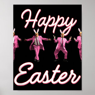 Poster Engraçado Felz pascoa de dança Bunny Primavera Hun