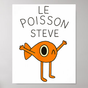 Poster Engraçado Fish Le Poisson Steve Para Crianças Home
