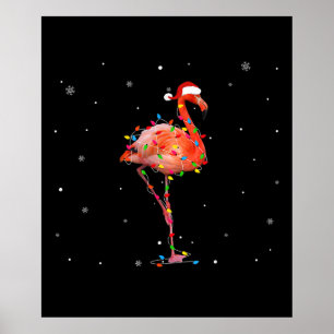 Poster Engraçado Flamingo Natal Leve Roupa Bonito Xmas