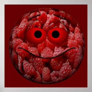 Pôster Engraçado Framboesa Emoticon