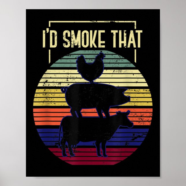 Poster Engraçado Fumar Aquele Churrasco Chef Grillmaster  (Frente)