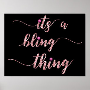 Pôster Engraçado Garota Rosa Bling Dizendo