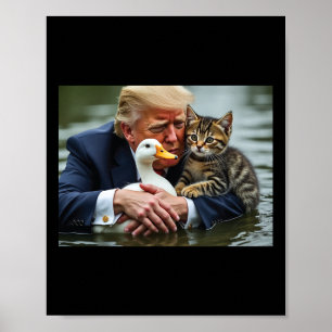 Poster Engraçado Gato e Pato Memória de Natal Halloween