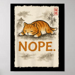 Poster Engraçado Gato Nope Laranja Preguiçoso Gatinhas Am