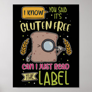 Poster Engraçado Gluten Estilo de Vida Livre Doença Celul