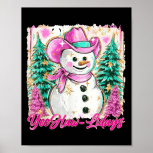 Poster Engraçado Howdy Cowboy Snowman Ocidental Feliz Nat